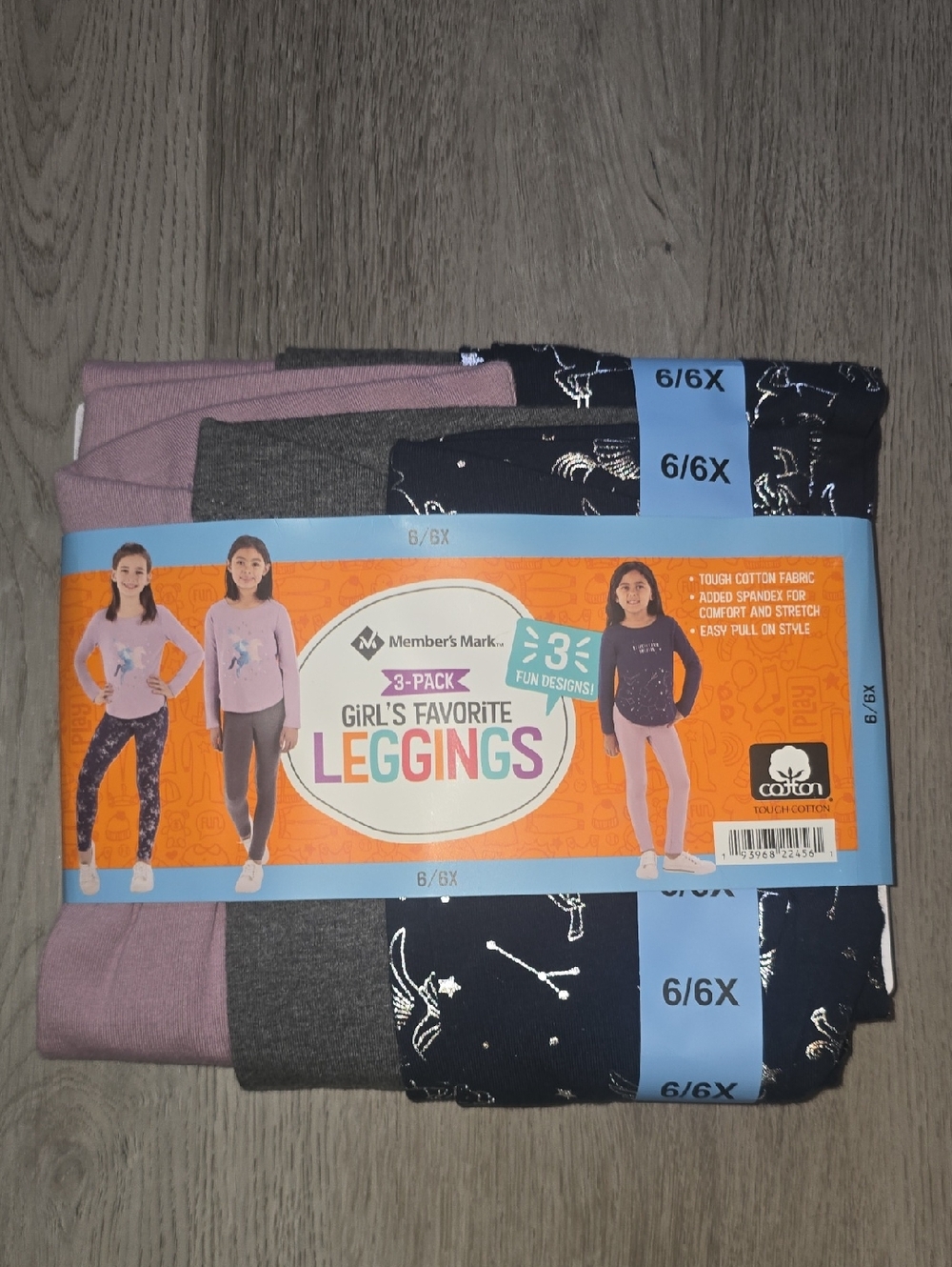 Member's Mark Girls' 3-Pack Leggings - Purple, Charcoal, Navy